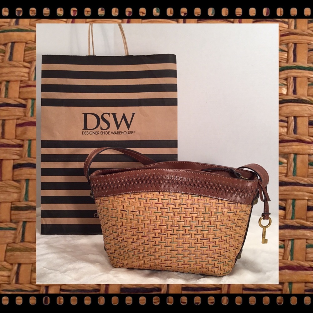 Fossil Basketweave Pattern Handbag - image 1